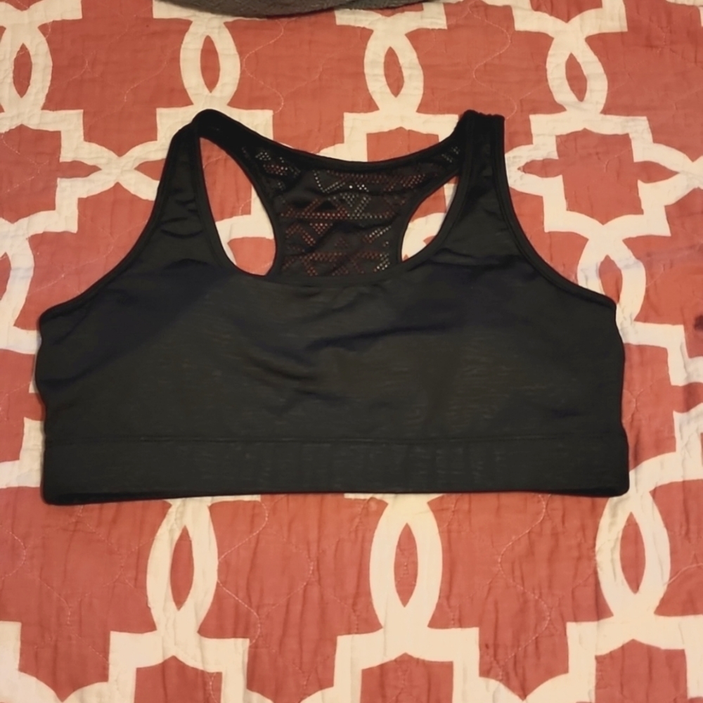 ZYIA Black Print Bomber Sports Bra size Large like new